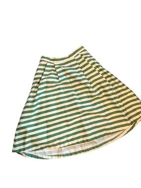 Modcloth Green and White Striped Circle Skirt